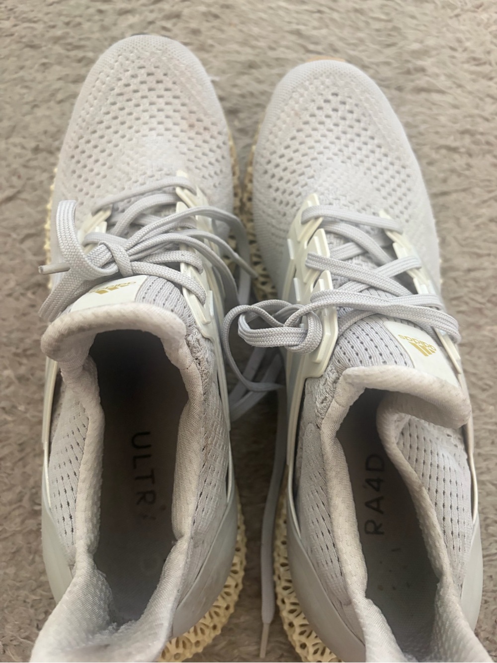 Men’s pre owned as is Adidas Ultra 4D IG2260 Shoes Sz 11.5 Grey White - Picture 4 of 7